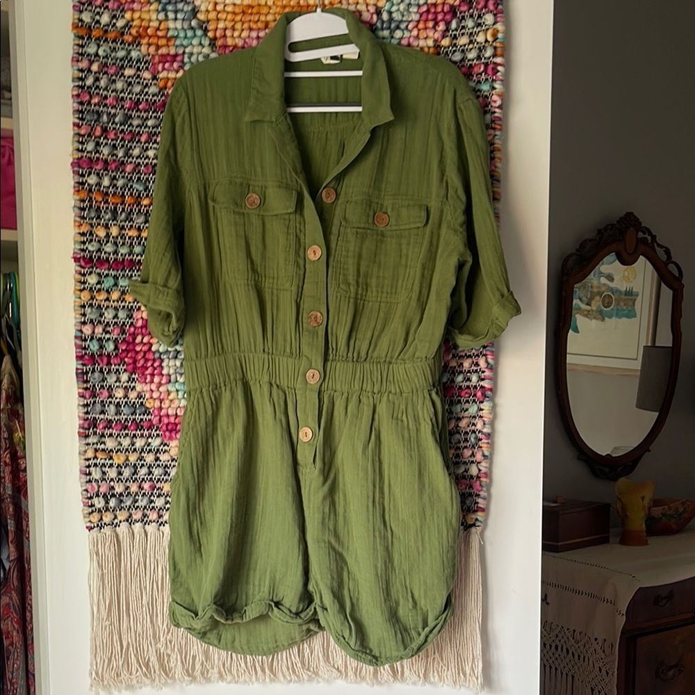 Green Button-Up Romper - image 1